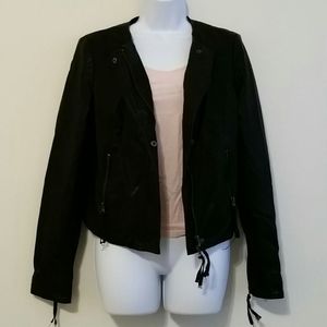 Free People Vegan Leather Lace Back Coat